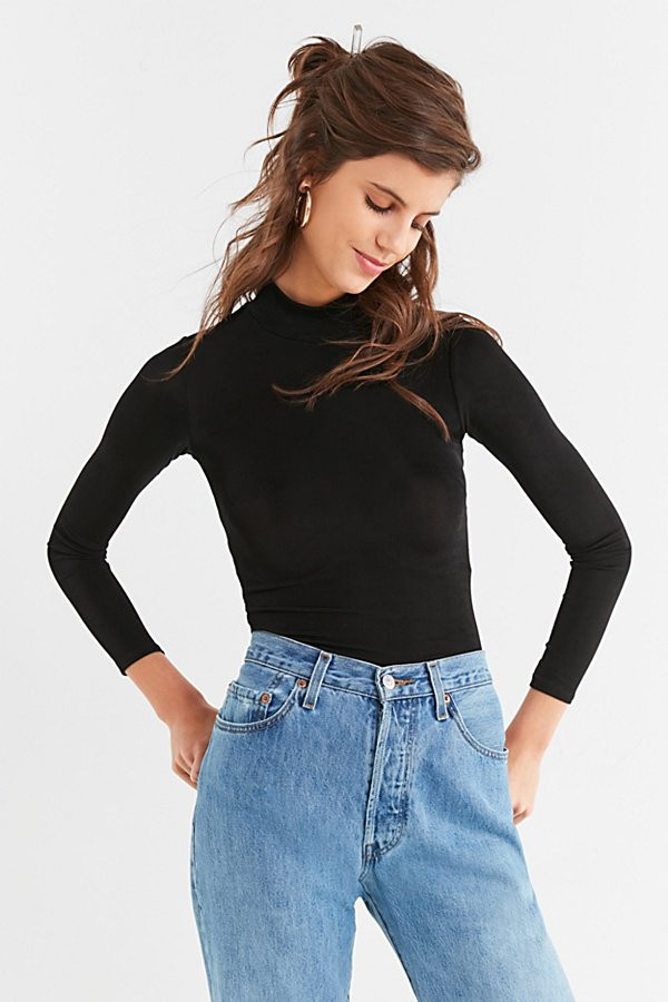 UO Blossom Bodycon Turtleneck Top - Black XS at Urban Outfitters | Urban Outfitters (US and RoW)