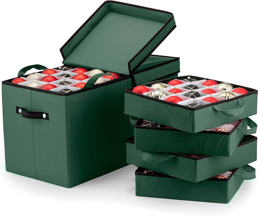 ZOBER Christmas Ornament Storage Box - Stores 128 Ornaments - Non-Woven, Tear- Proof Christmas Or... | Amazon (US)