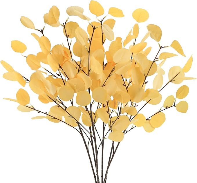 Uieke 6Pcs Artificial Fall Eucalyptus Leaves Stems, 33.8” Fake Eucalyptus Branches Plants Folia... | Amazon (US)