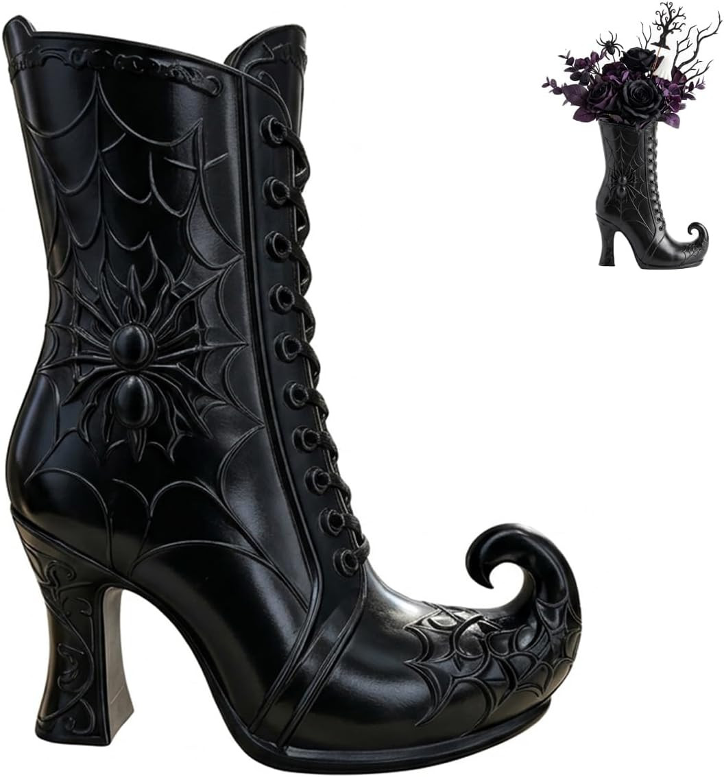 Halloween Witch Boot Vase Gothic Curled-Toe High Heel Flower Holder | Amazon (US)