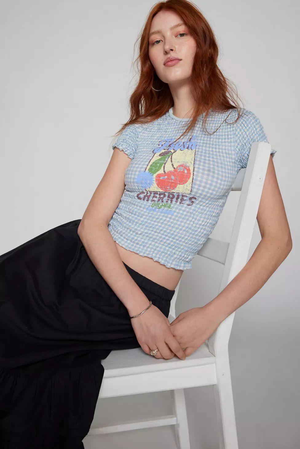 Kimchi Blue Shay Smocked Gingham Tee | Urban Outfitters (US and RoW)