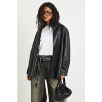 Womens Faux Leather Jacket With Bag - Black - 12 | boohoo (US & Canada)