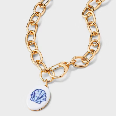Painted Shell Chain Pendant Necklace - Universal Thread™ Gold | Target