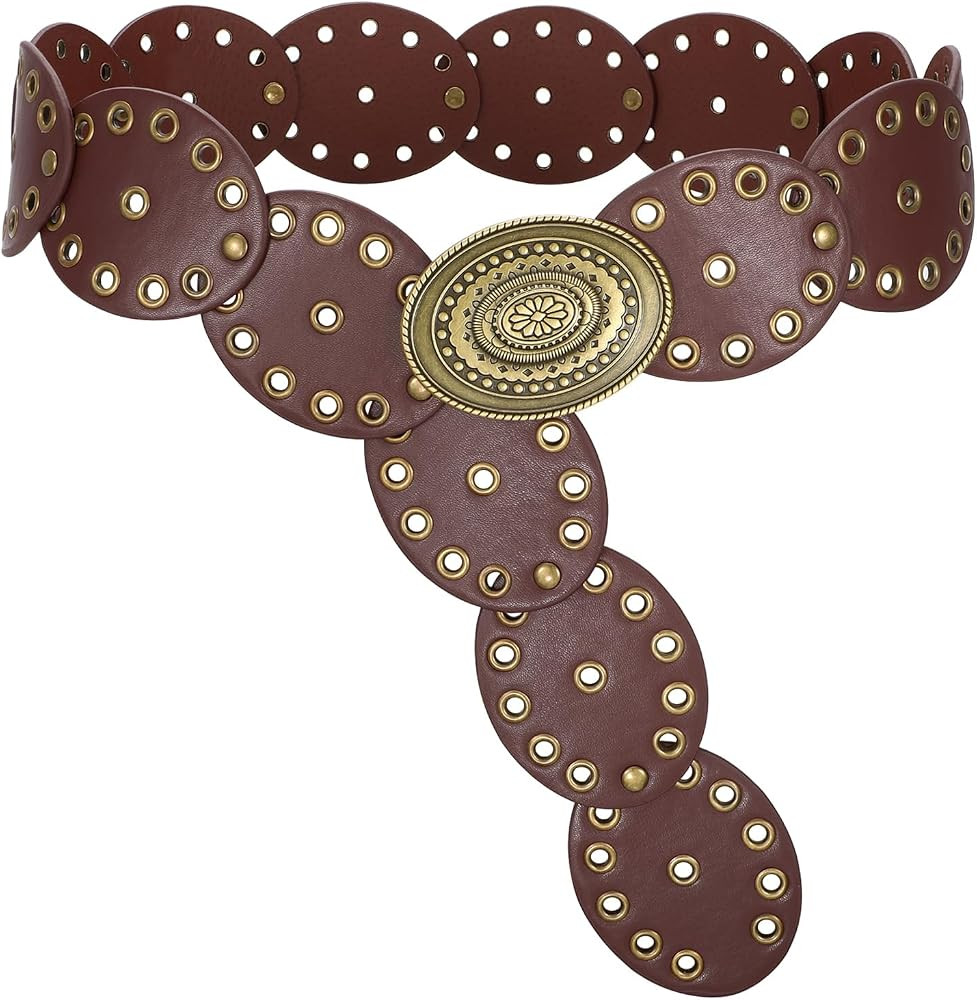Women Western Disc Belt Cowgirl Concho Leather Belts | Amazon (US)