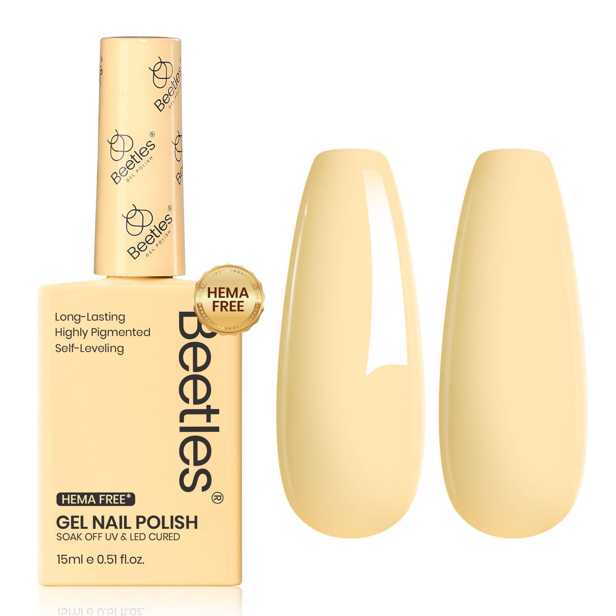 Beetles Yellow Gel Nail Polish, 15ML Hema Free Pastel Light Butter Yellow Gel Polish Butter Time ... | Amazon (US)