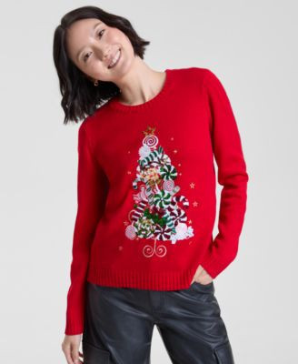 Holiday Lane Womens Candy Tree Graphic Sweater Pxs 4x Macys Exclusive | Macy's