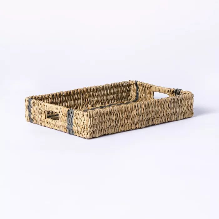 Manmade Outdoor Wicker Tray Gray Stripes - Threshold™ designed with Studio McGee | Target