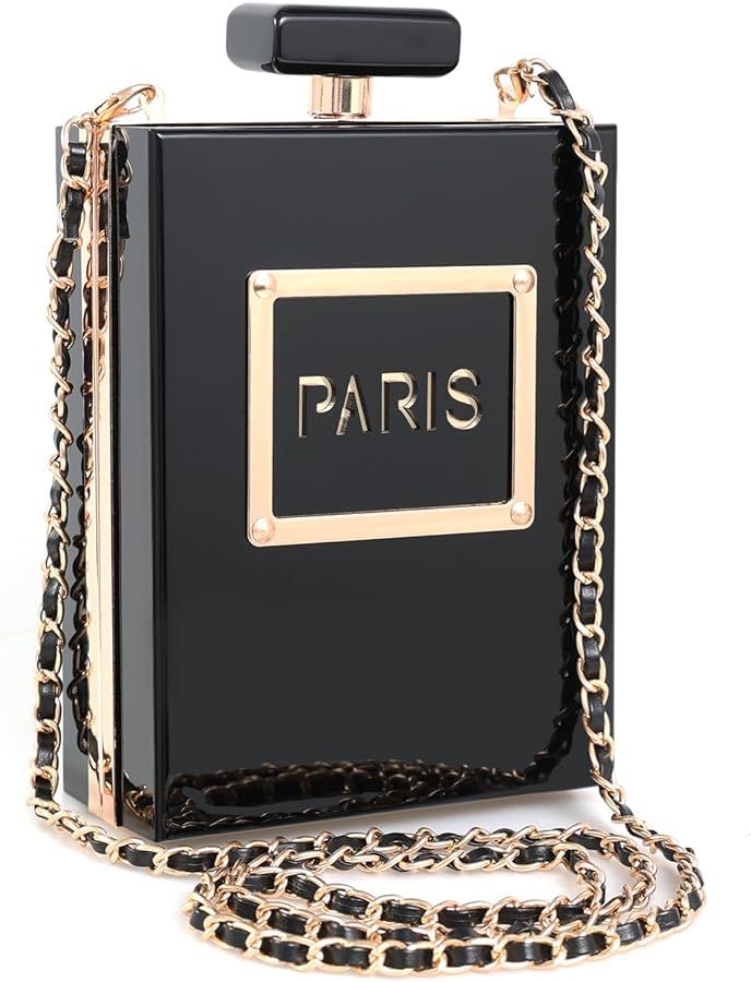 WJCD Clear Purses for Women Paris Perfume Shaped Clear Purse Evening Bags Vintage Banquet Handbag | Amazon (US)