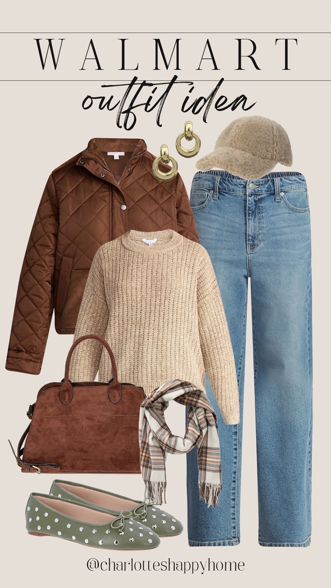 Chic Walmart outfit idea for fall! 

#walmartfashion

Walmart fashion. Walmart style. Walmart new arrivals. Walmart neutral fall fashion. Walmart Sherpa baseball cap. Walmart fall sweater. Walmart puffer jacket. Walmart designer inspired handbag. Walmart denim. Walmart embellished fall flats. Walmart trendy fall style  

#LTKFindsUnder100 #LTKStyleTip #LTKSeasonal