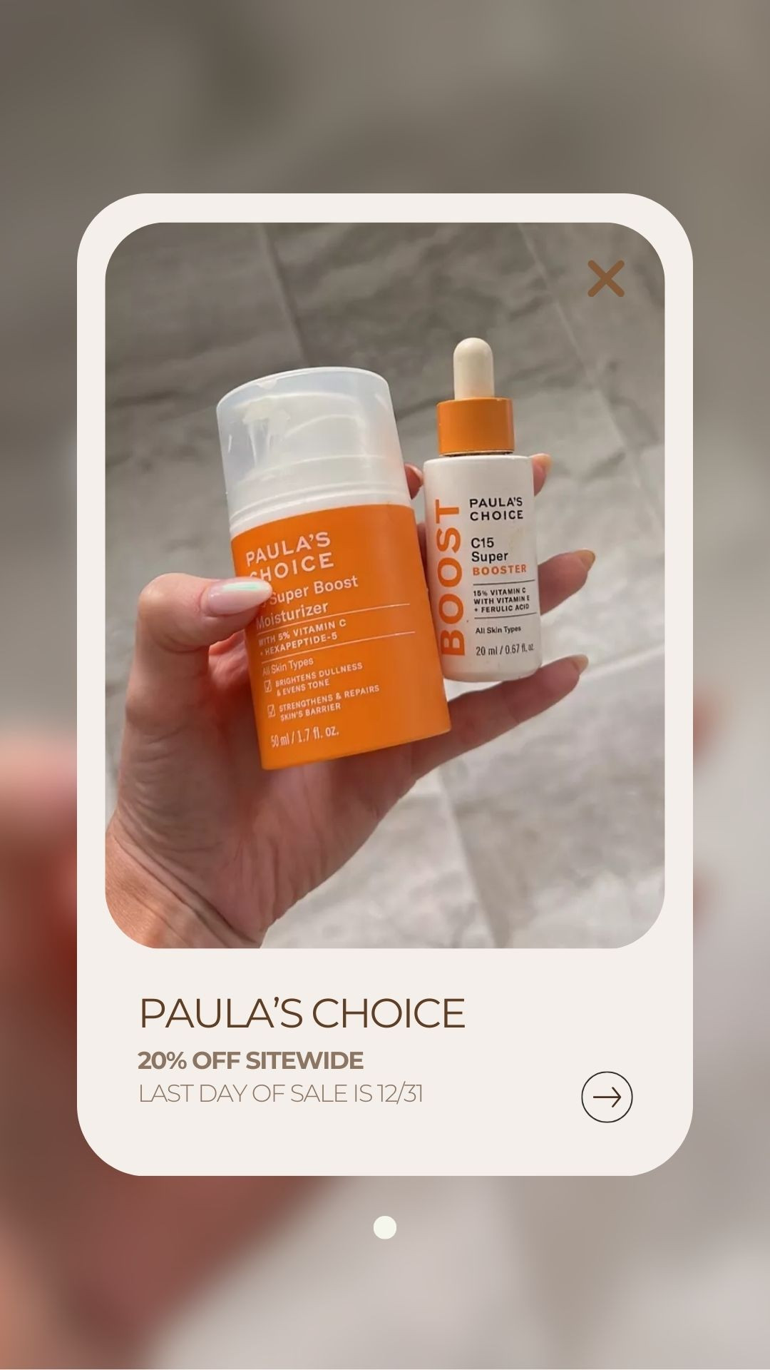 20% off paula's choice sitewide right now 🤍 last day to shop the sale is 12/31!

skincare, makeup routine, skincare routine, gifts for her, finds under 50, sale alert, beauty routine, michele jaliene 

 

#LTKHoliday #LTKSaleAlert #LTKFindsUnder100
