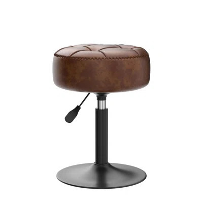Adjustable Vanity Stool, 360°Swivel Vanity Chair Stool For Makeup Room, Brown Stool Chair For Vanity, Small Faux Leather Vanity Stool For Bathroom, Li | Wayfair North America