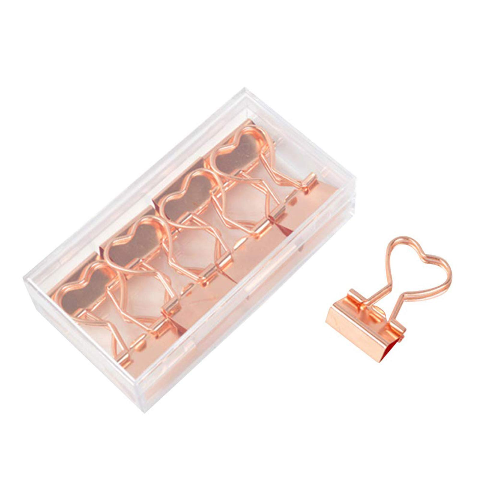 Rose Gold Metal Binder Clips with Heart Shaped Handle, 0.74" Foldback Clips, 12 Pcs | Amazon (US)