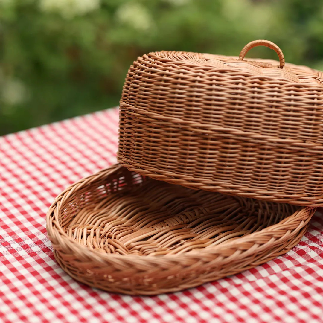 Wicker Bread Basket,bread Basket With Lid,woven Bread Box,bread Storage Box,wicker Storage Basket... | Etsy (US)