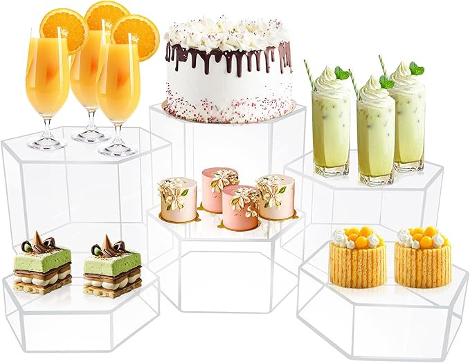 6 Pcs Buffet Risers, Dessert Stands, Acrylic Boxes for Display, Hexagonal Jewelry Showcase, Riser... | Amazon (US)