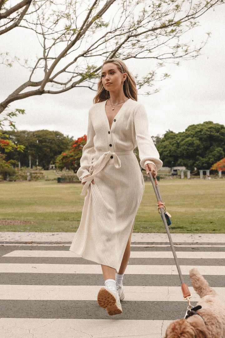 Jasper Long Sleeve Midi Dress - Cream | Petal & Pup (US)