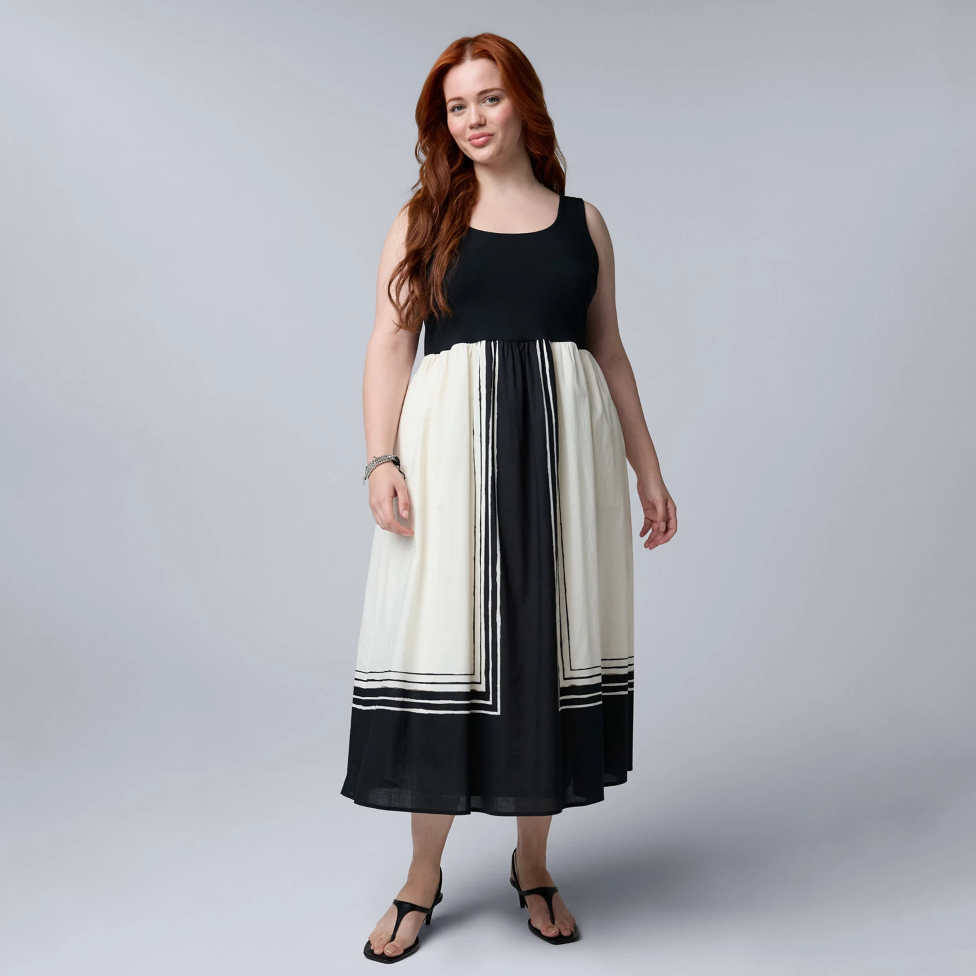 Plus Size Simply Vera Vera Wang Mixed Media Midi Dress | Kohl's