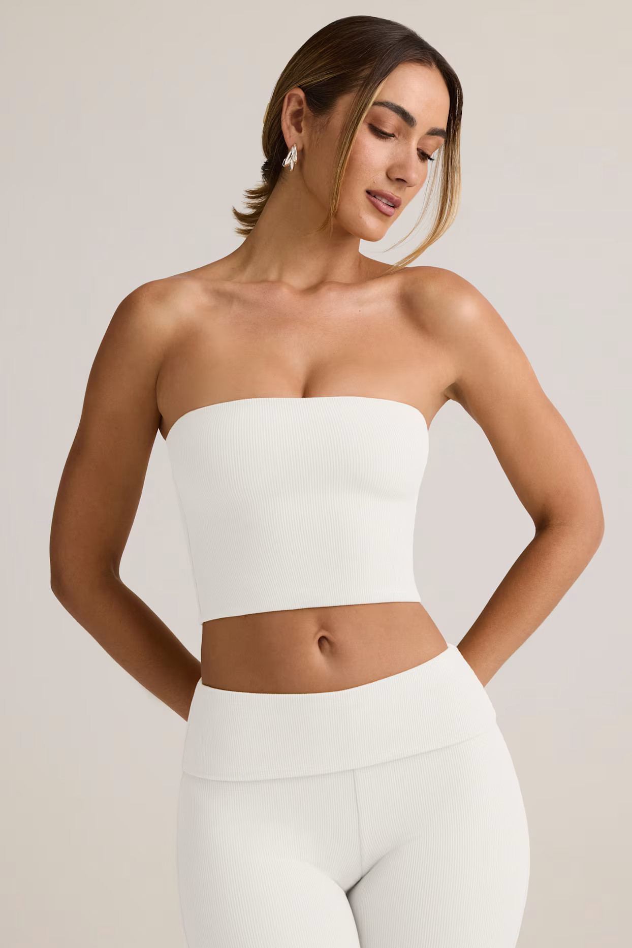 Modal Strapless Crop Top in White | Oh Polly