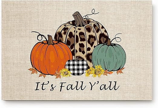 Thanksgiving Doormat Harvest Pumpkin Orange Entrance Door Rug Leopard Sunflower It's Fall Y'all I... | Amazon (US)