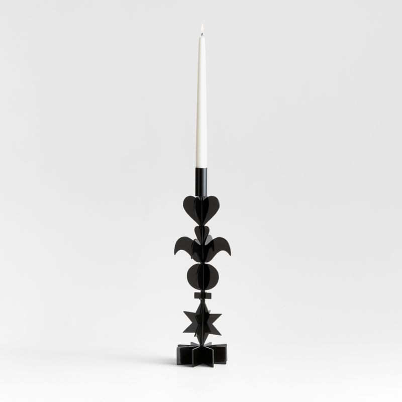 Picado Medium Black Metal Taper Candle Holder 15" by Lucia Eames + Reviews | Crate & Barrel | Crate & Barrel