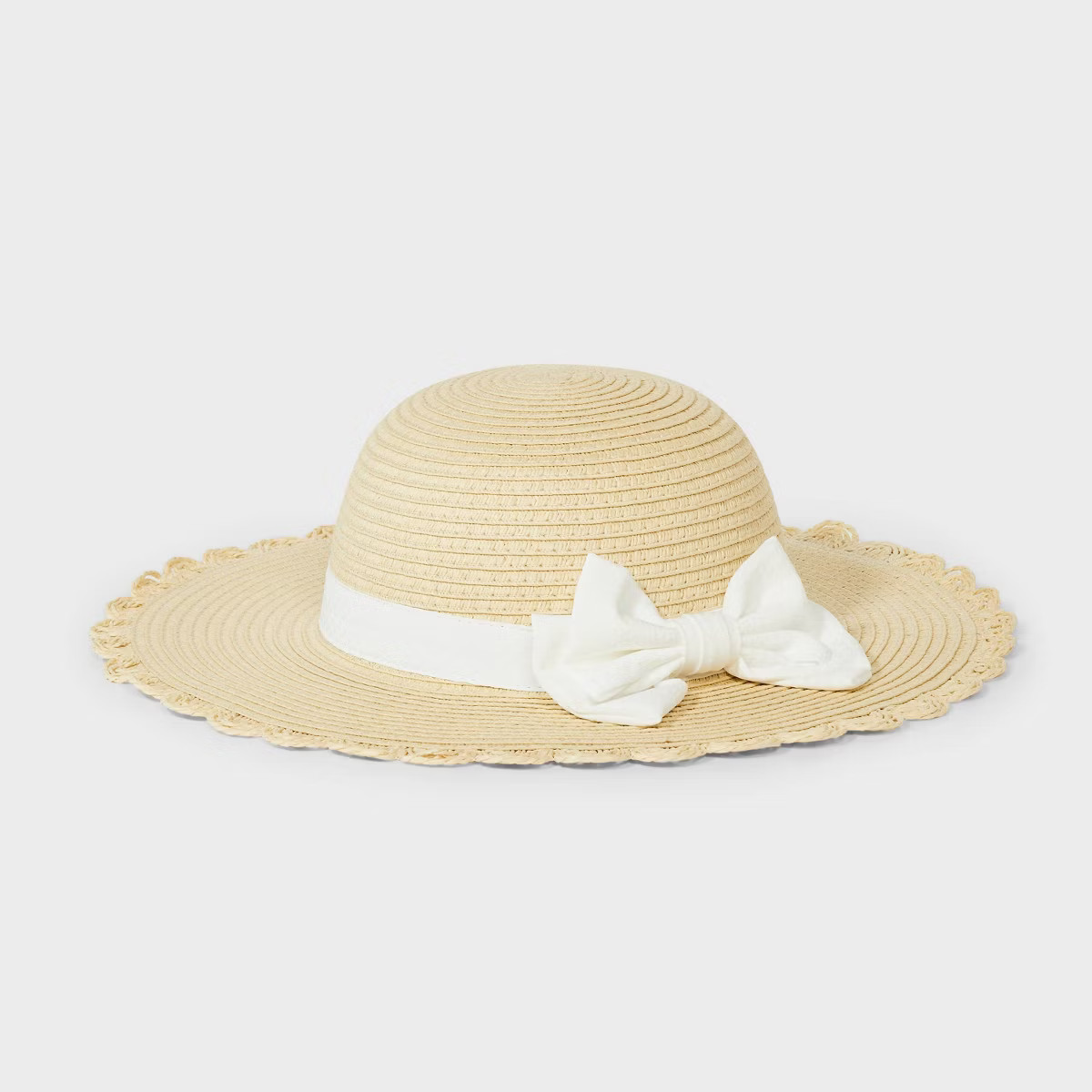 Girls' Scalloped Edge Paper Straw Hat - Cat & Jack™ Off-White | Target