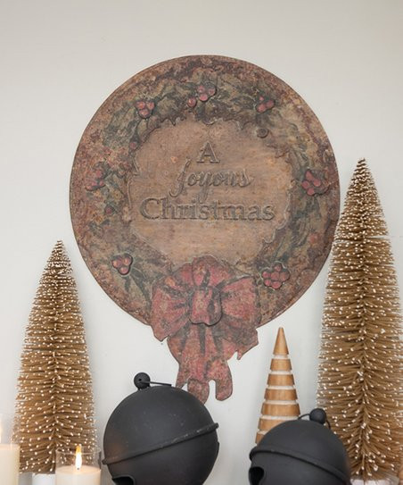 Ragon House Green & Red 'A Joyous Christmas' Wreath Metal Wall Art | Zulily