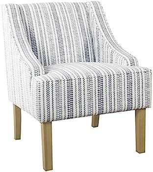 HomePop Velvet Swoop Arm Accent Chair, Blue and White Farmhouse Stripe | Amazon (US)