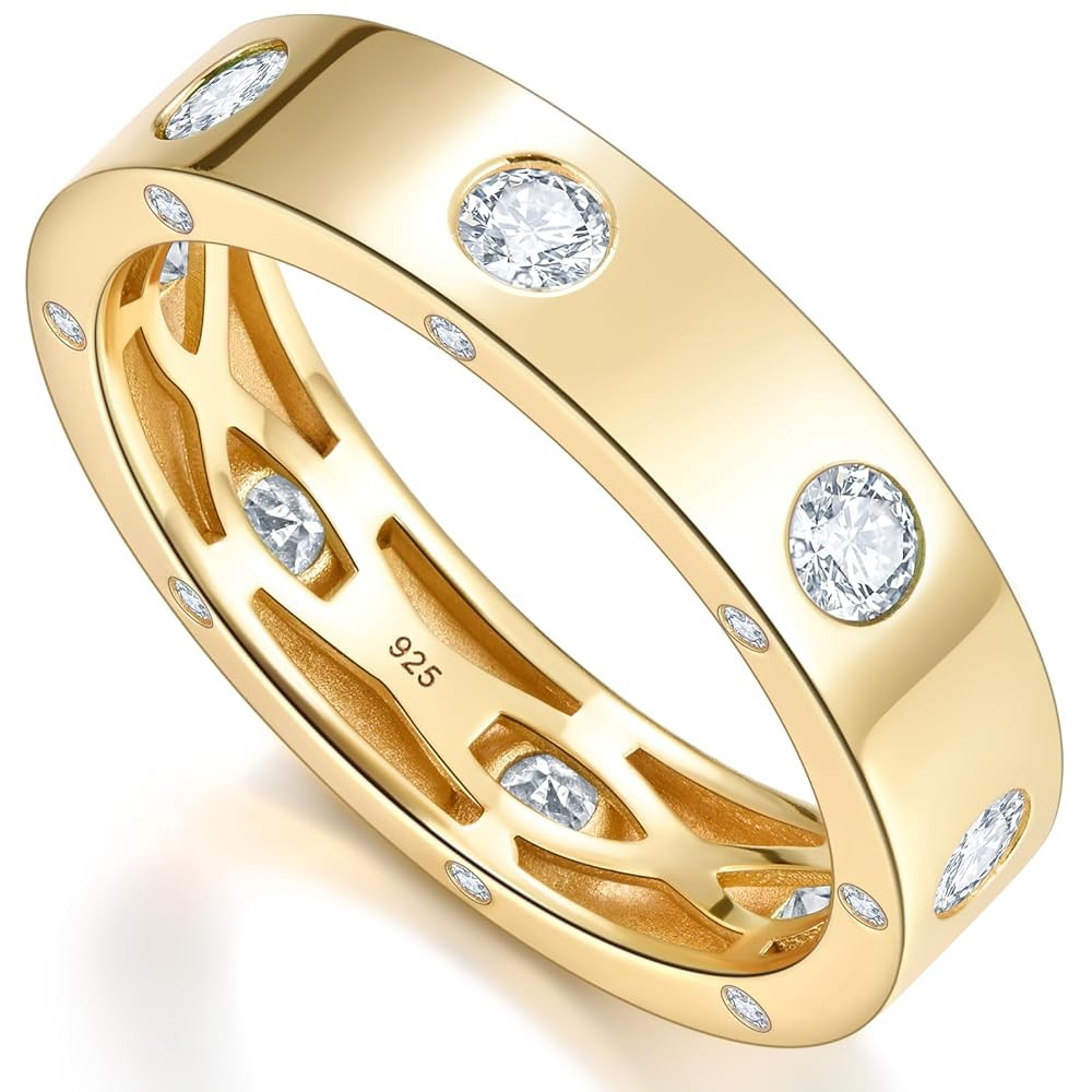 LEONIDS Dainty Eternity Wedding Rings for Women | Moissanite or Lab Grown Emerald 925 Sterling Si... | Amazon (US)