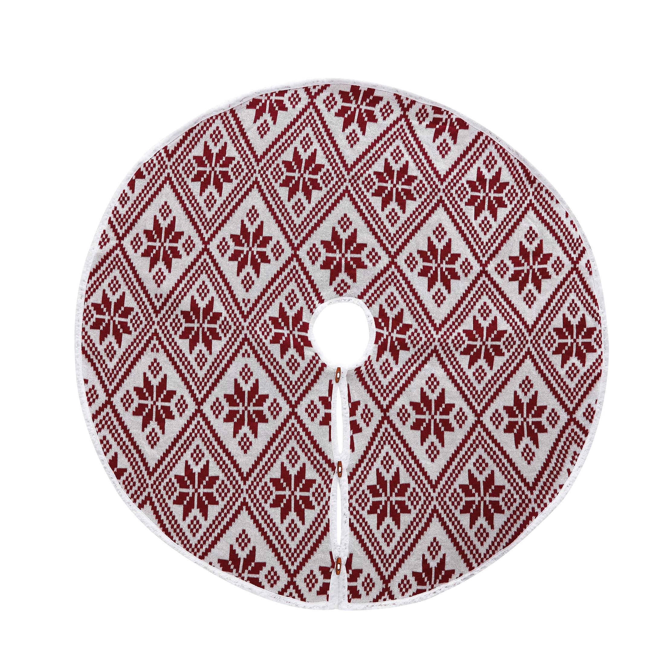 My Texas House Noah Red Acrylic Snowflake Knit Christmas Tree Skirt, 52" | Walmart (US)