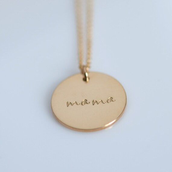 5/8 inch Mama Necklace / Gold Personalized Charm Necklace / Silver Personalized Charm Necklace | Etsy (US)