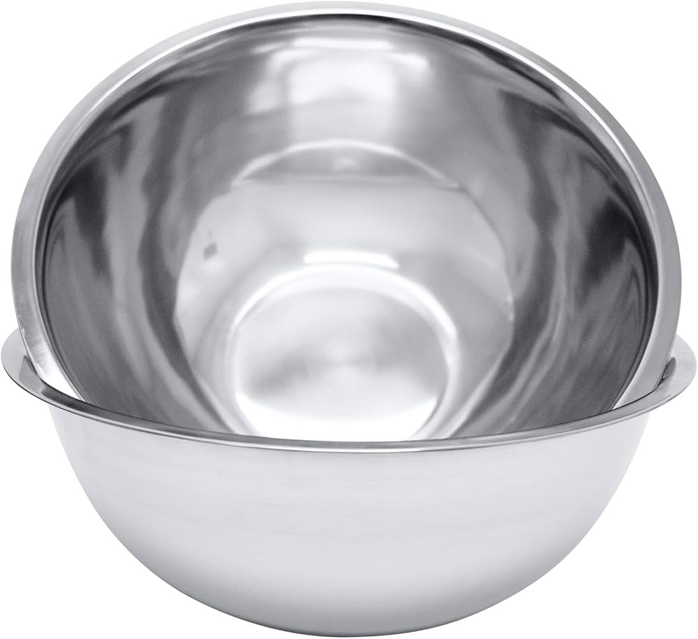 8 Quart, Set of 2, Mixing Bowls, Stainless Steel, Professional Chef, Commercial Kitchen, 13.25 Inches Diameter, Flat Base | Amazon (CA)