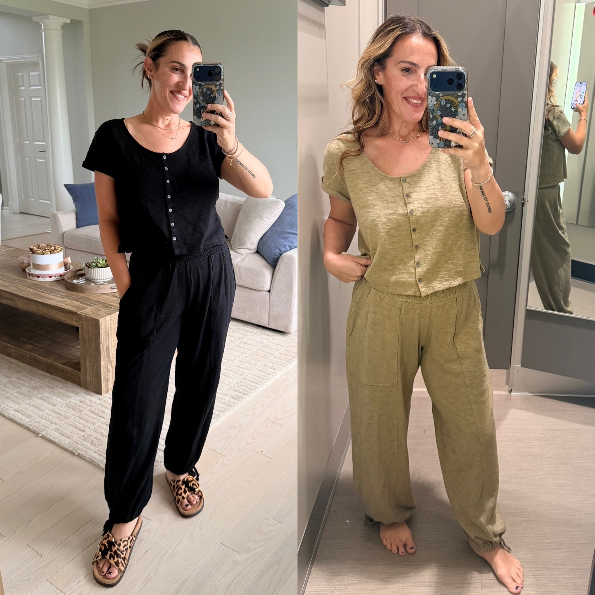 OOTD! I also tried the green at the store and loved it! Size medium in top and size down to small in pants

#LTKootd #LTKSeasonal #LTKOver40