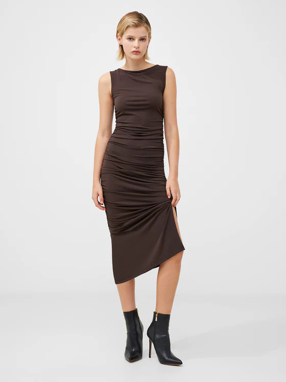 Ruched Boat Neck Midi Dress | French Connection (UK)