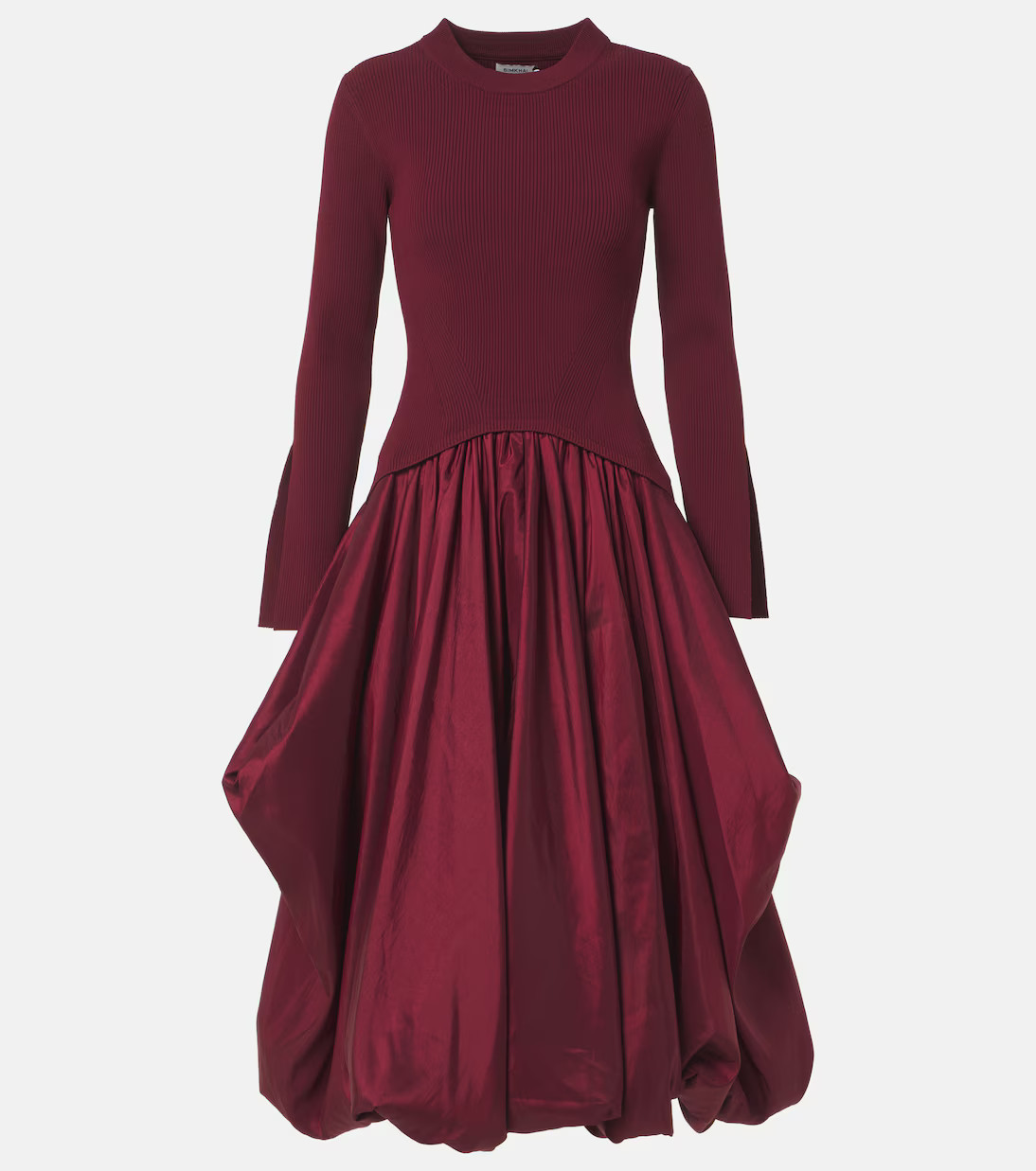 Kenlie satin and jersey midi dress | Mytheresa (US/CA)