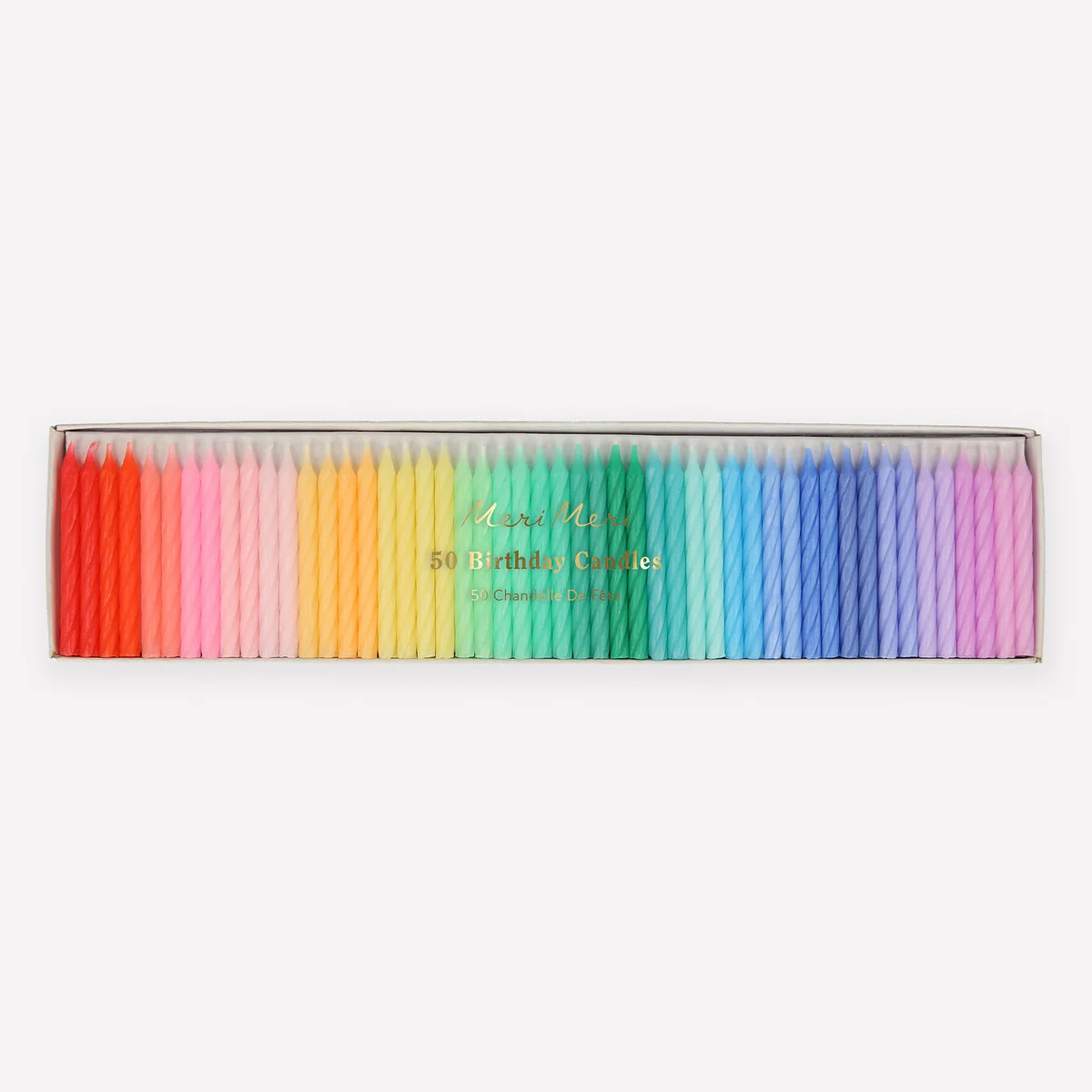 Rainbow Twisted Mini Candles (x 50) | Meri Meri
