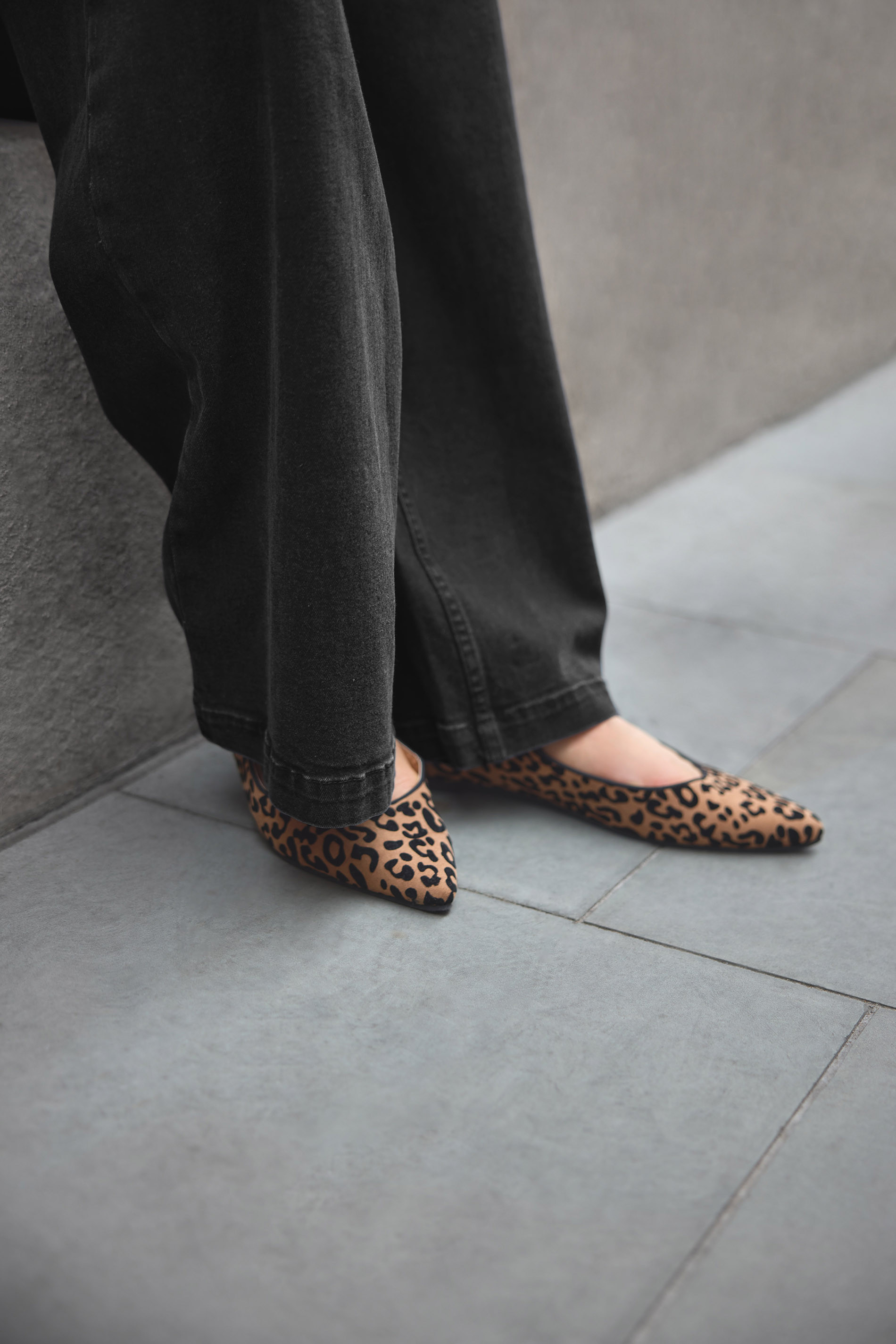 LTS Natural Brown Leopard Print Mary Jane Point Flats In Standard Fit | Long Tall Sally