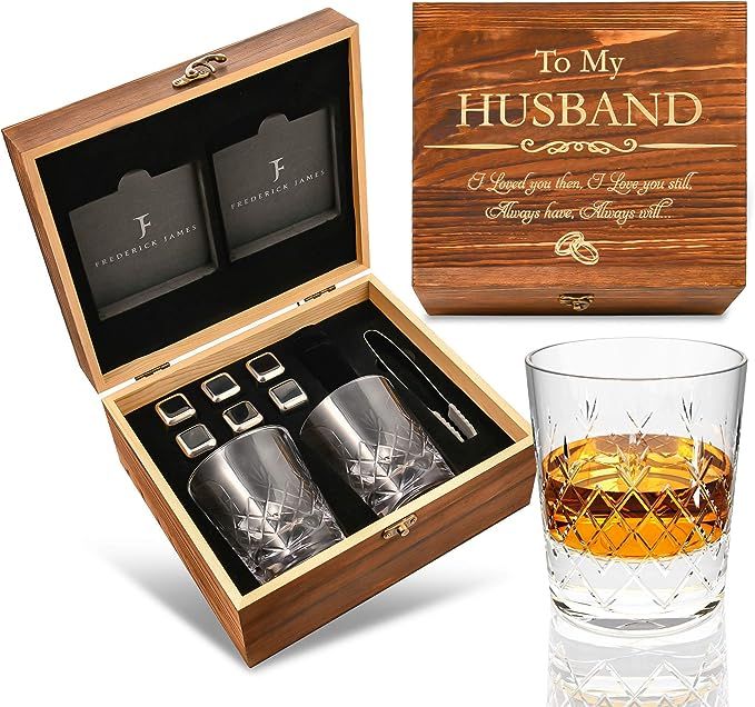 Anniversary for Him I Men - Husband Valentines Day for Him I Whiskey Glass Set- Engraved 'To My H... | Amazon (US)