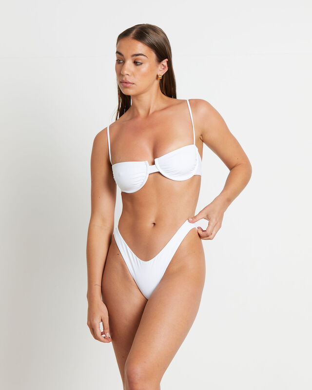 Skinny Strap Underwire Bikini Top in White | General Pants