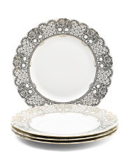 Set Of 4 Porcelain Skull Lace Dinner Plates | Marshalls