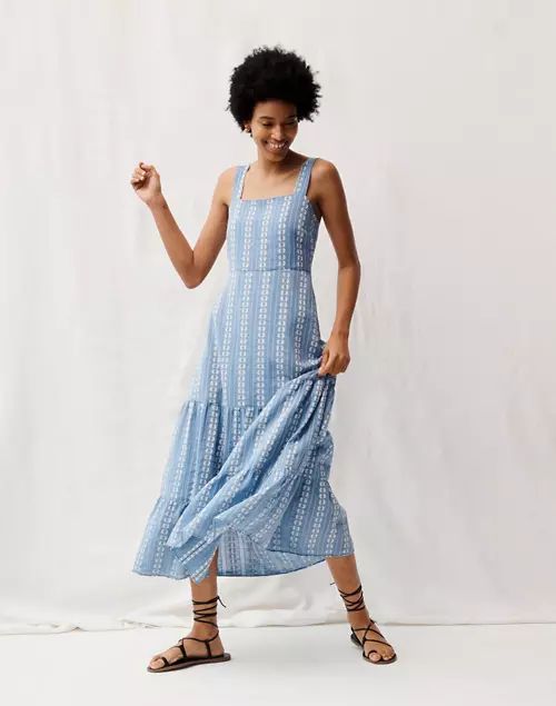 Embroidered Button-Back Tiered Sundress | Madewell