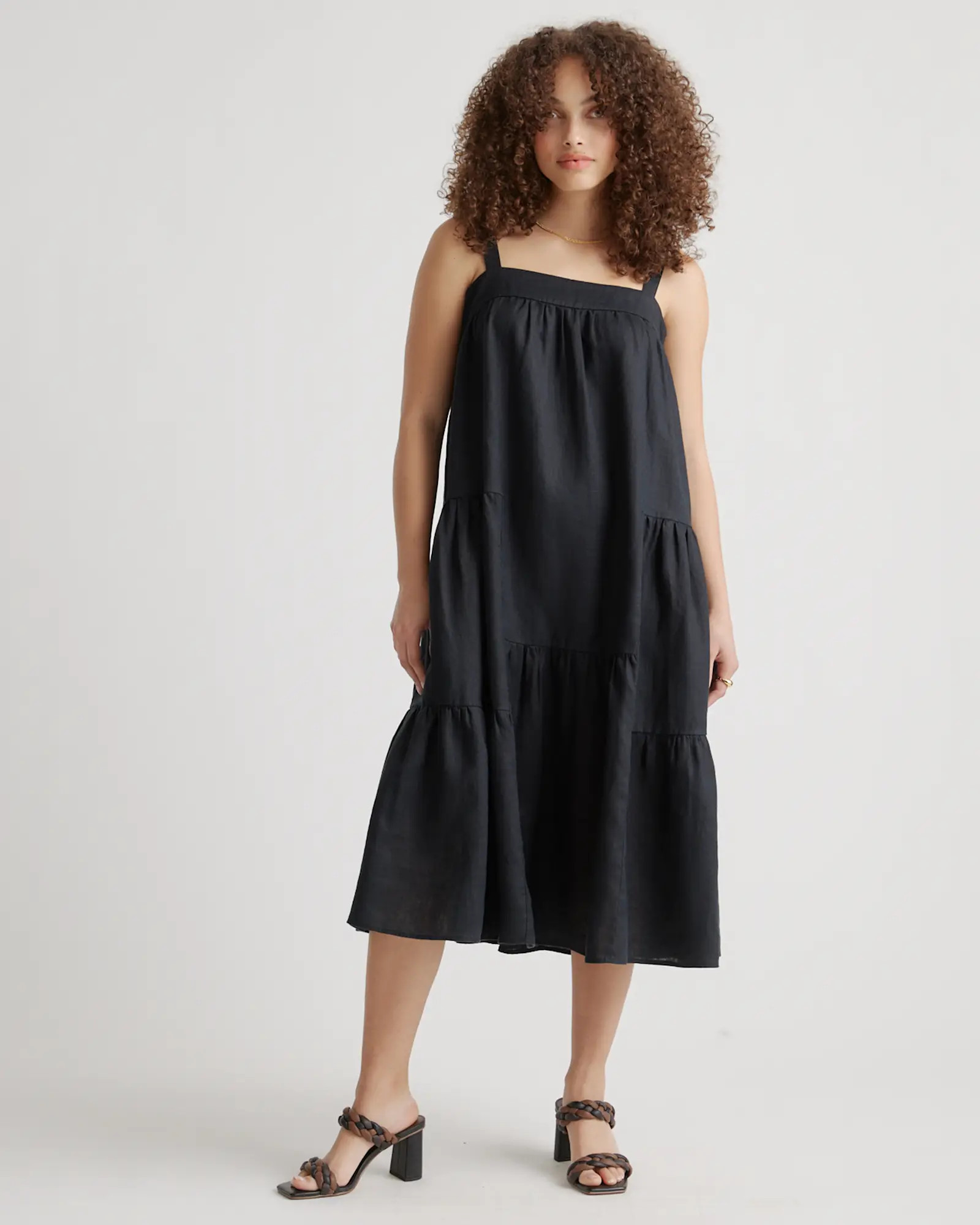 100% European Linen Trapeze Midi Dress | Quince