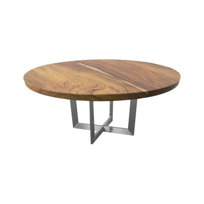 Chuleta Round Dining Table on Stainless Steel Base, Natural | Perigold