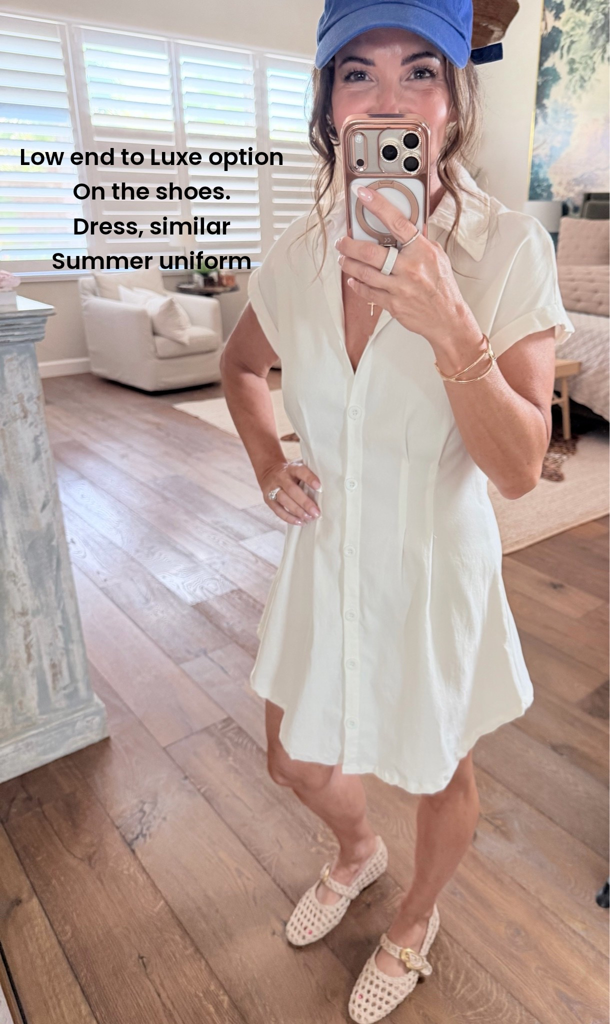 Summer uniform: light dress, raffia flats and a hat. 🧢 
Low end to luxe options linked. @Larroude @Macys

#LTKootd #LTKOver40