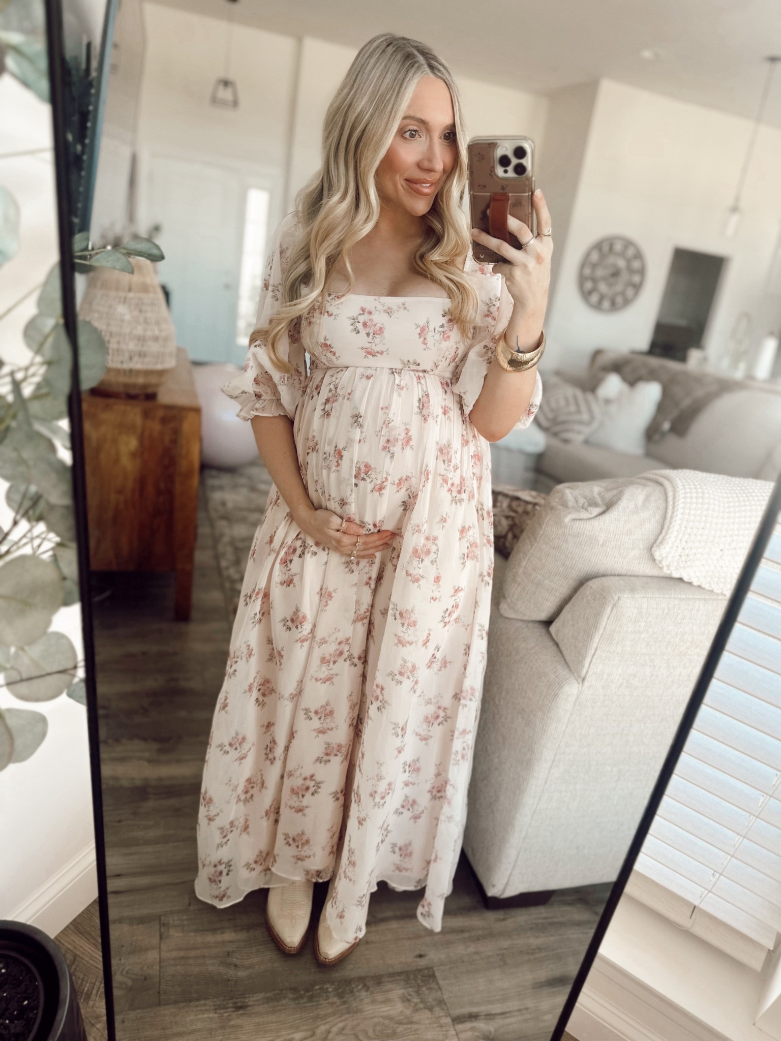 how stunning is this floral chiffon dress from pink blush maternity- I’m in the size small! Perfect dress for your babyshower or maternity photos! 

I’m in the third trimester and she’s still working with the growing bump! 

#LTKBaby #LTKBump #LTKmomlife
