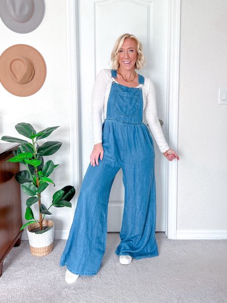 Cute and comfy denim/chambray overalls - size small. Runs long! (I’m 5’2 and will have to hem them).
• Long sleeve tee - old but linked similar pack from Amazon!
• Sneakers - tts. 
• Necklace & earrings linked too  


#LTKstyletip #LTKSeasonal #LTKfindsunder50