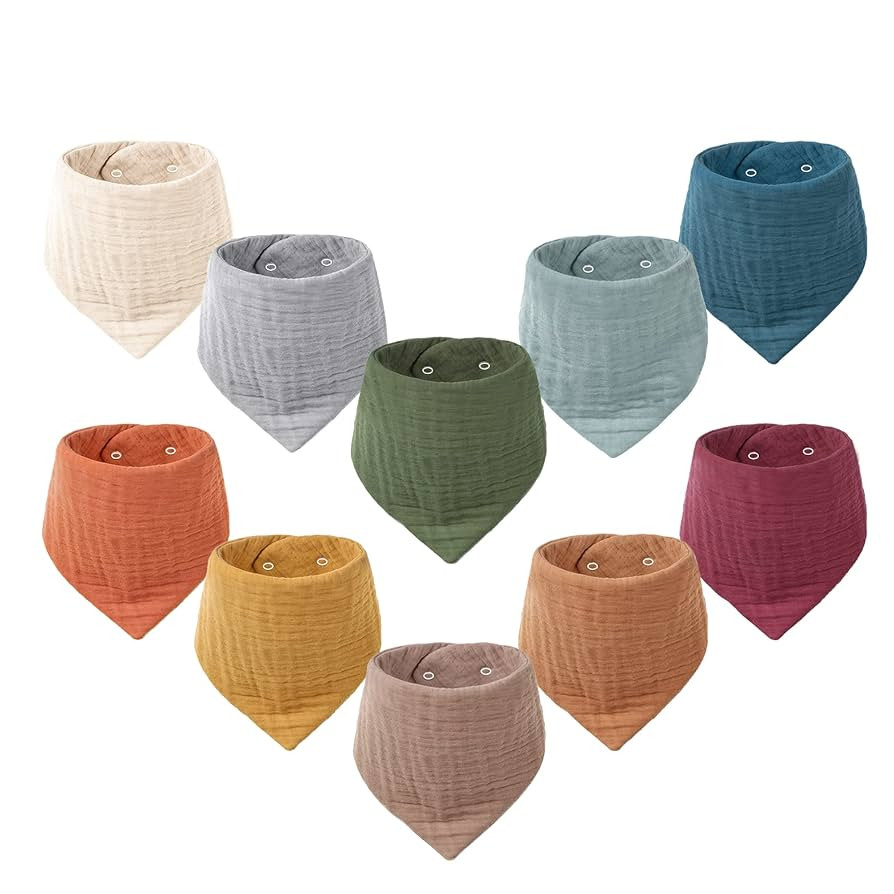 Konssy Muslin Baby Bibs 10 Pack Baby Bandana Drool Bibs 100% Cotton for Unisex Boys and Girls, So... | Amazon (US)