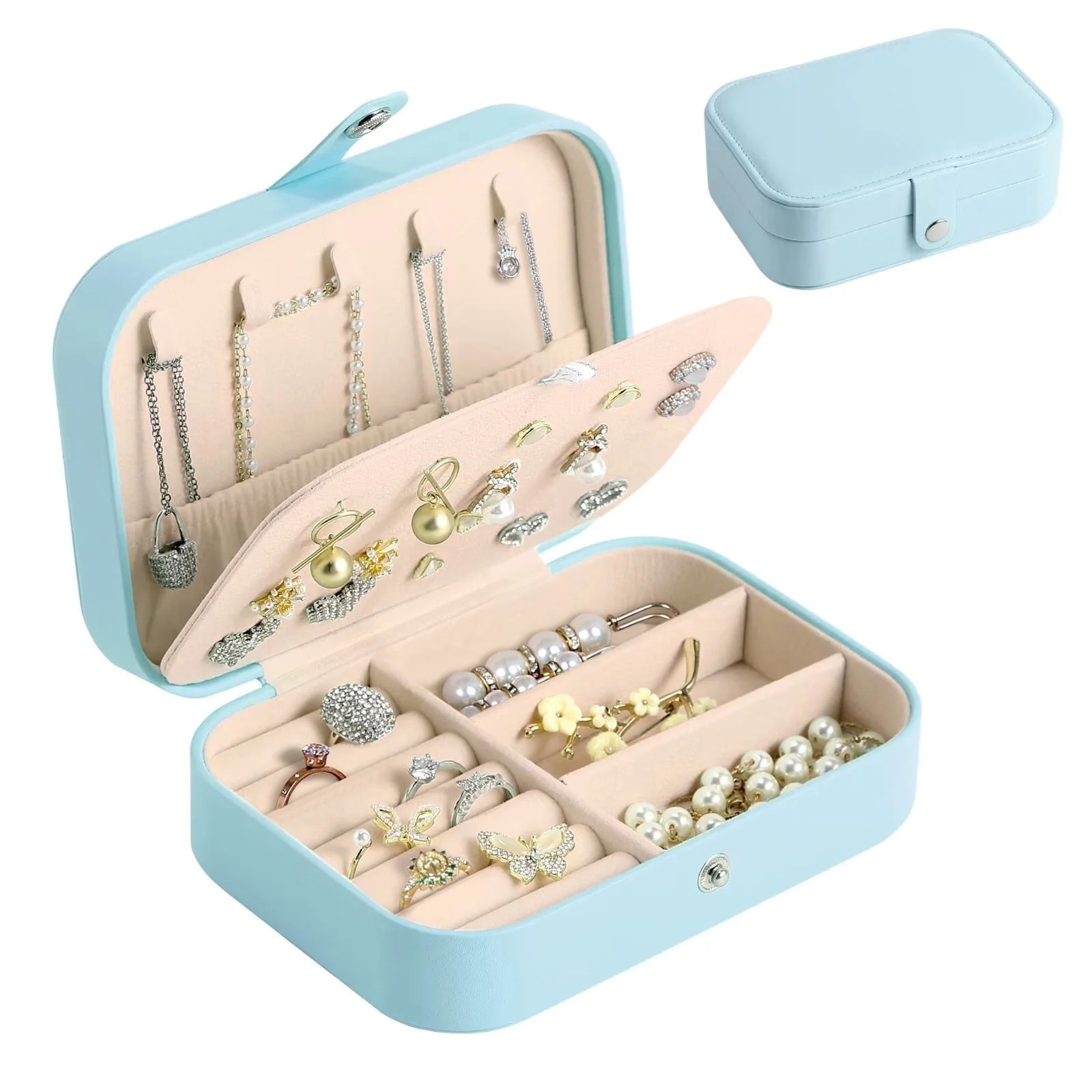 Travel Jewelry Box, Portable Jewelry Organizer for Women Girls, Double Layer Mini Jewelry Organiz... | Walmart (US)