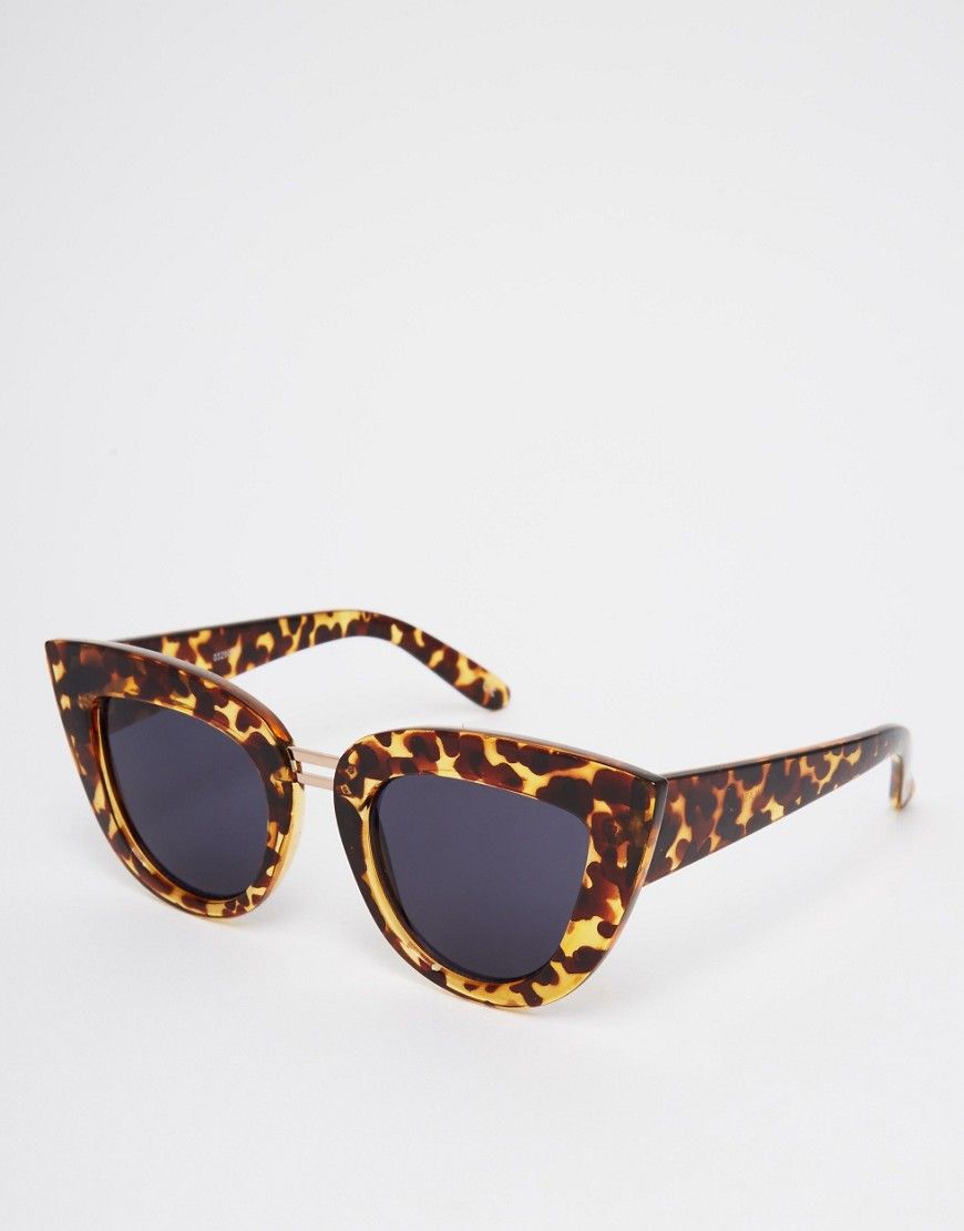 ASOS Flat Top Cat Eye Sunglasses With Double Nose Bridge - Tortoise | ASOS US