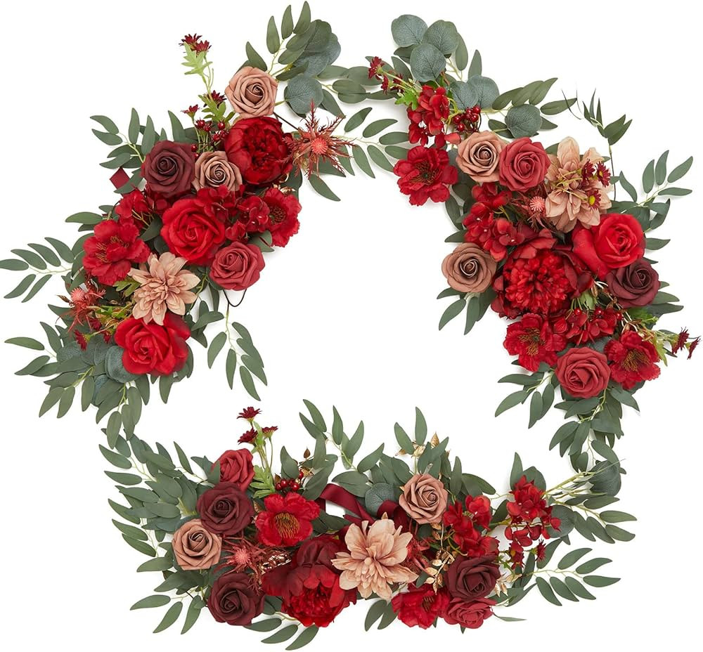 TINGE TIME 5FT Artificial Eucalyptus Garland, Set of 3 Flower Garland, Handcraft Artificial Rose ... | Amazon (US)