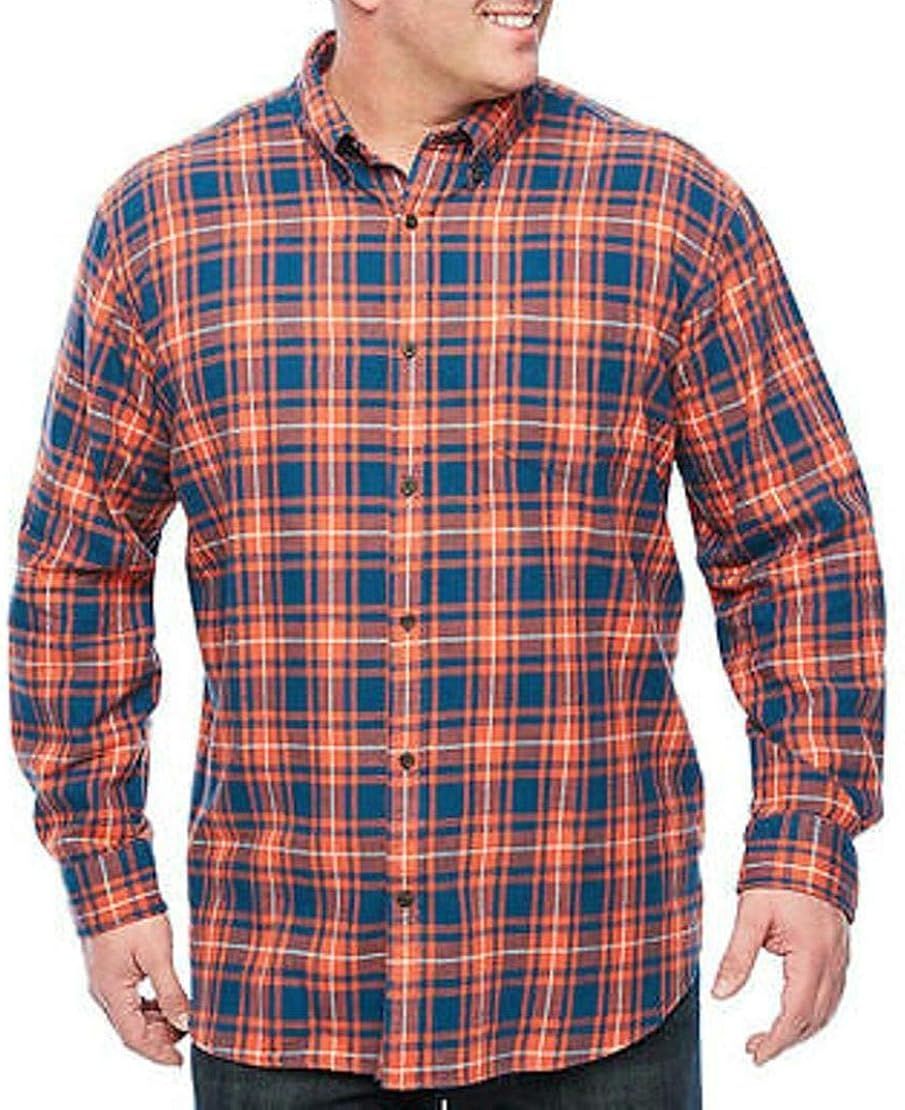The Foundry Supply Men’s Classic Fit Long Sleeve Flannel Shirt Orange Plaid | Amazon (US)