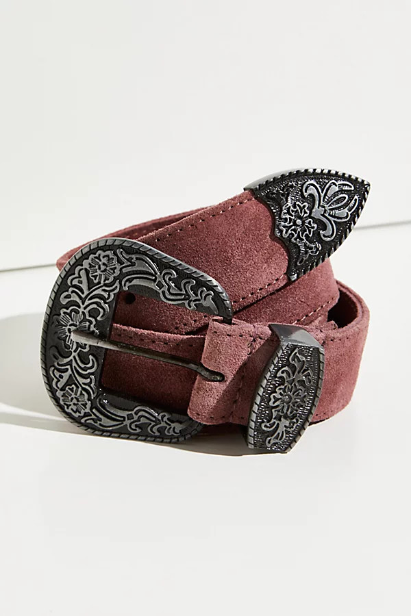 Black Rock Western Belt by Free People, Dried Currant, S/M | Free People (Global - UK&FR Excluded)